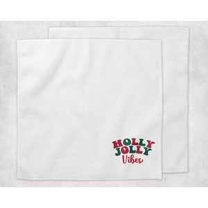 Holly Jolly Vibes Funny Christmas Hand Towel Holiday Red